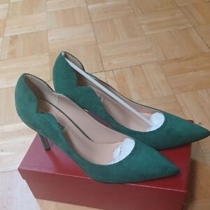 Green Suede Women's Heels